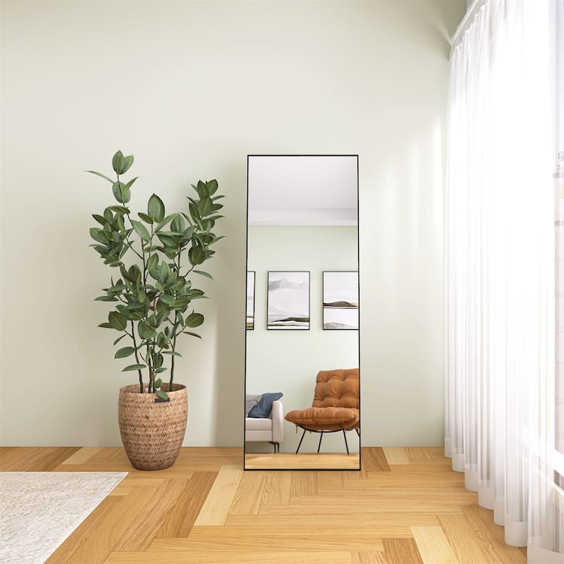 Full Length Mirror with Stand - Black