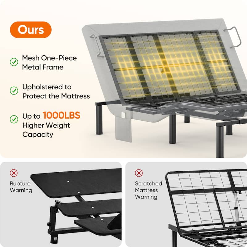 Queen Size Zero Gravity Adjustable Bed Frame with Wireless Remote