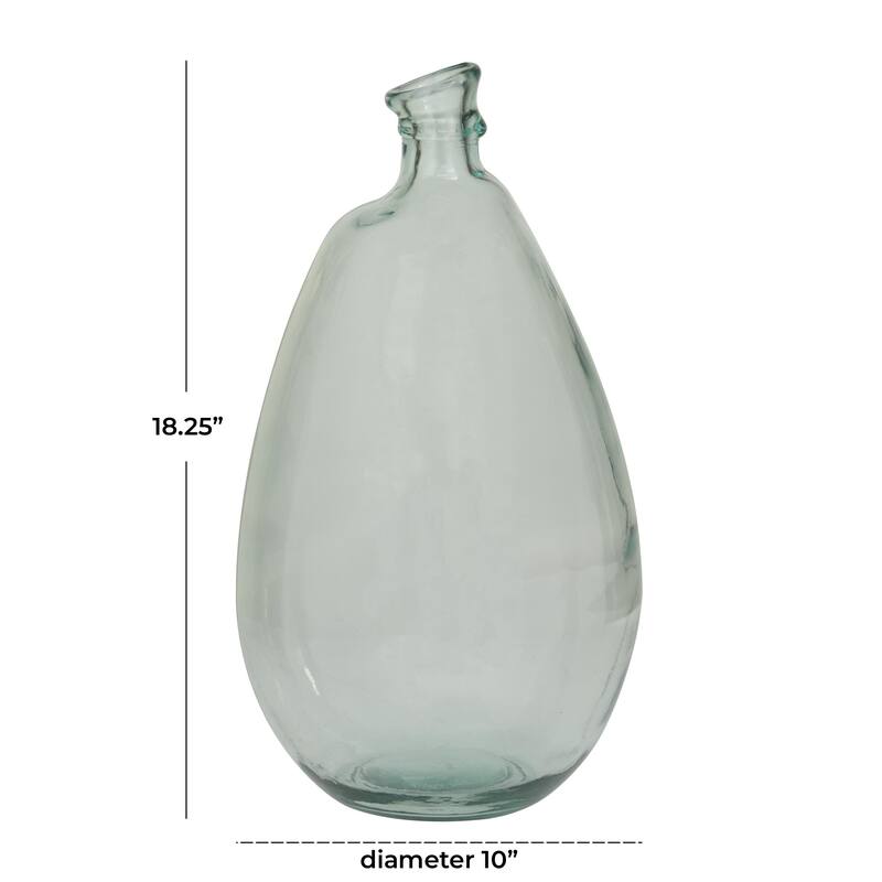 Recycled Glass Abstract Handmade Curved Spanish Bottle Decorative Vase - Green, Blue, Clear, Brown - Roche River Decor