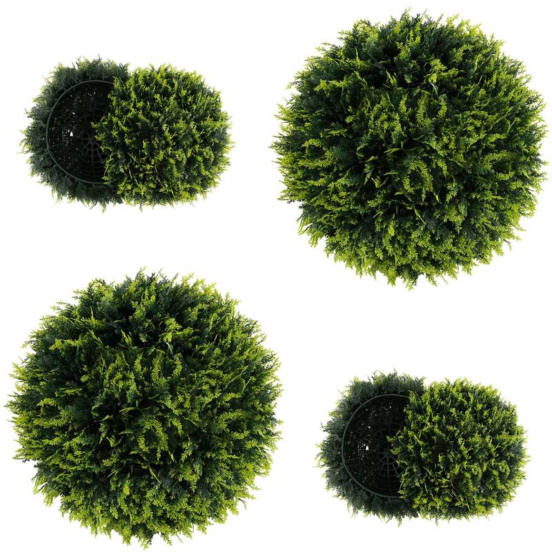 Costway 2 PCS 18"/20" Artificial Cedar Topiary Balls Sun-protective
