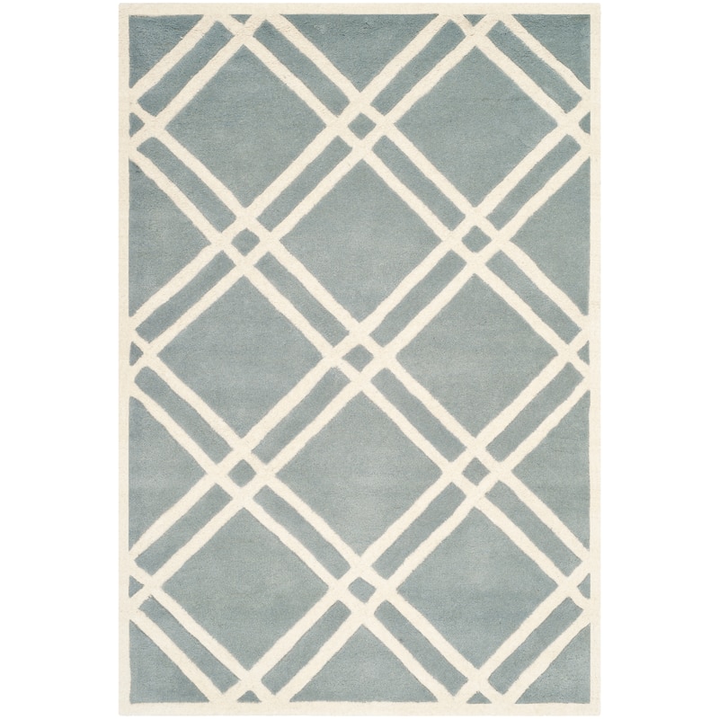 SAFAVIEH Handmade Chatham Geronda Modern Moroccan Wool Rug - 4' x 6' - Blue/Ivory