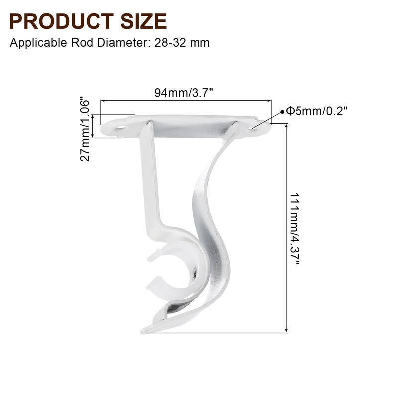 4Pcs Curtain Rod Bracket, Holders for Drapery Rod Home