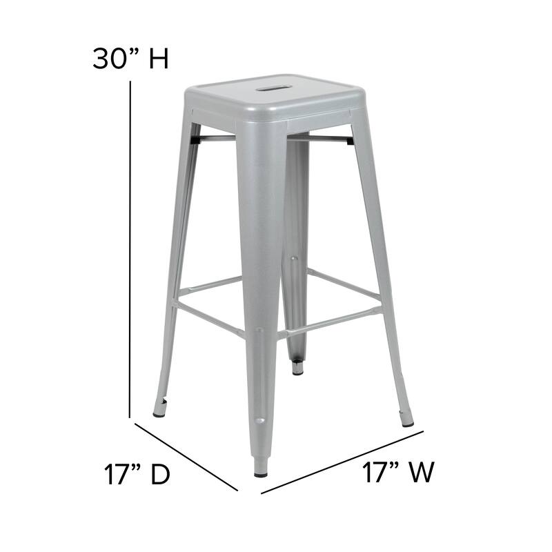 Metal 30-inch High Indoor Stackable Bar Stool (Set of 4)