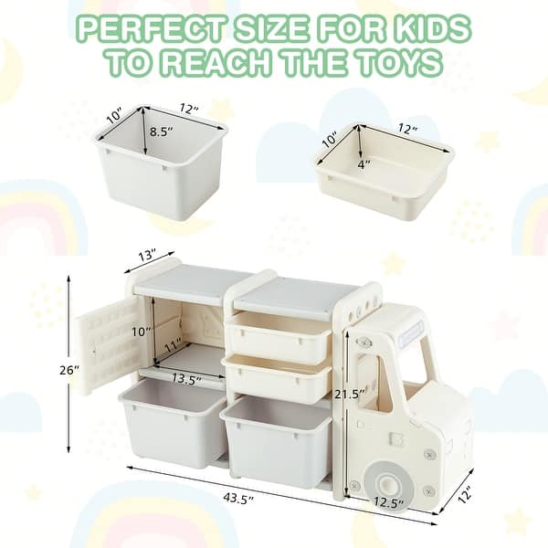 dimension image slide 1 of 2, Costway Kids Toy Storage Organizer Toddler Playroom Furniture w/ - See Details