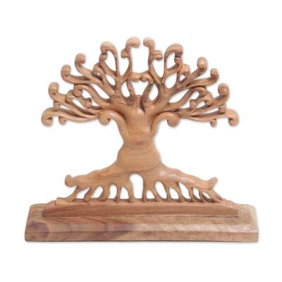 Novica Handmade Courage Grows Wood Sculpture