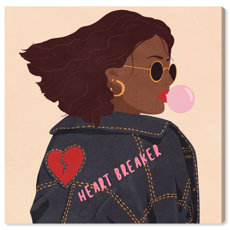 Wynwood Studio Canvas Fashion and Glam Heart Breaker White and Vanilla Modern & Contemporary Wall Art Canvas Print