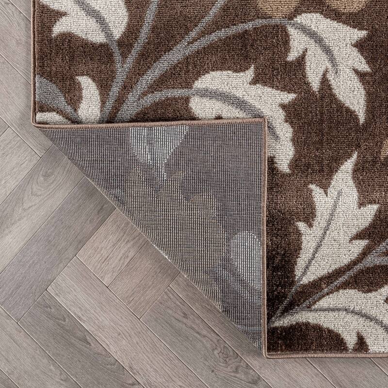 Contemporary Floral Area Rug for Living Room, Bedroom, or Entryway - Low Pile Indoor Rug