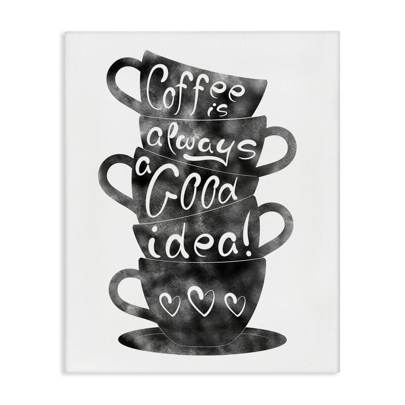 Stupell Coffee Mugs Stacked & Phrase Canvas Wall Art Design By Marcus Prime - 30 x 40