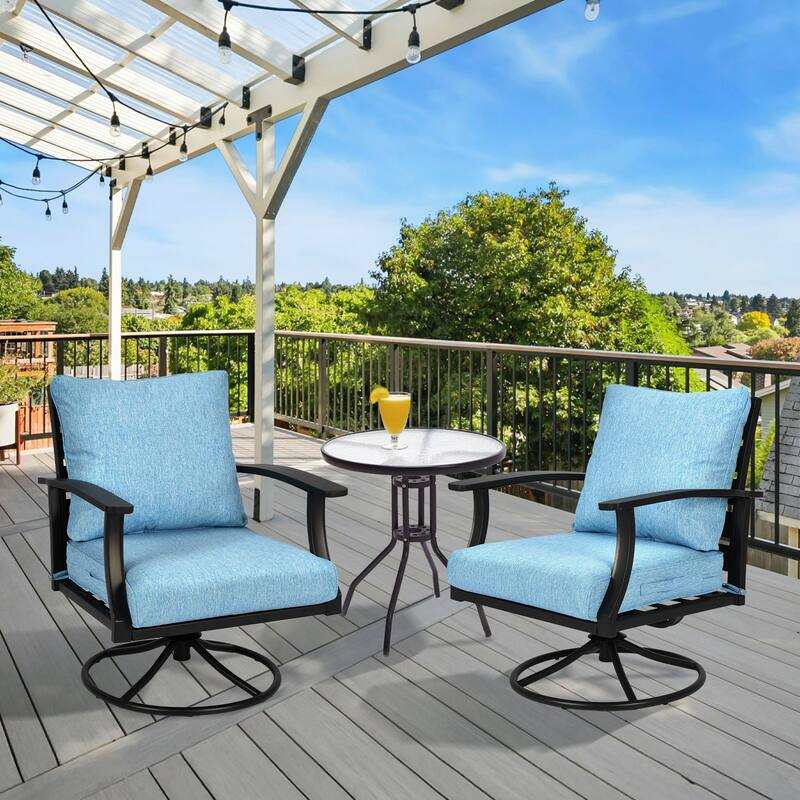 Aoodor Outdoor Deep Seat Cushion Set, Waterproof Patio Furniture Cushions with Adjustable Straps & Removable Cover