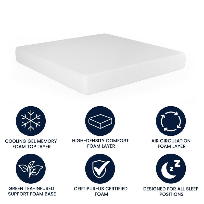 Green Tea Cooling Gel 4-Layer Memory Foam Mattress in a Box