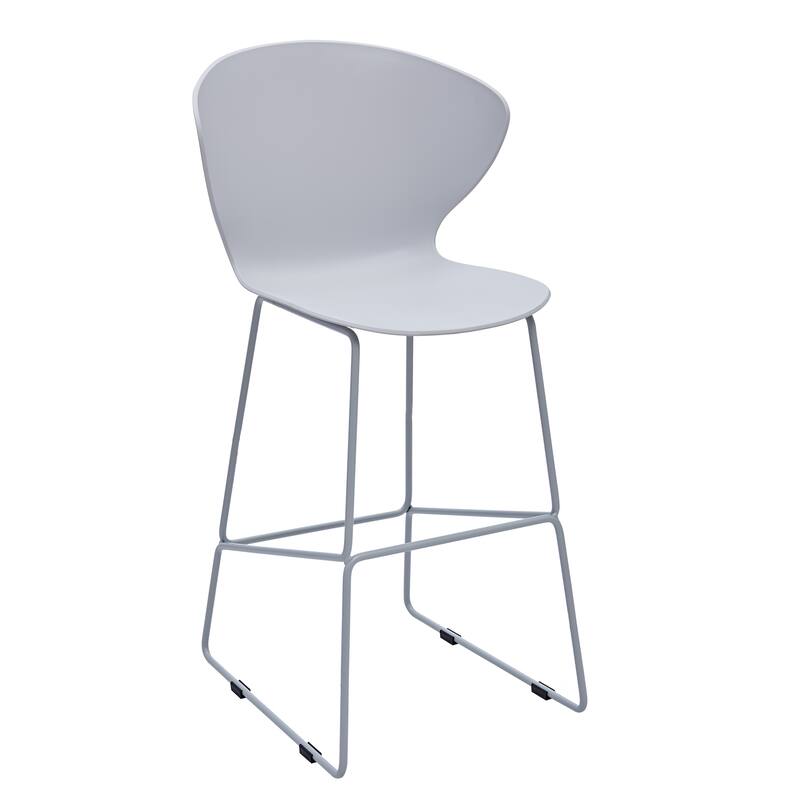 HomeRoots Set of Two 26" Gray Heavy Duty Plastic and Metal Low Back Counter Height Bar Chairs