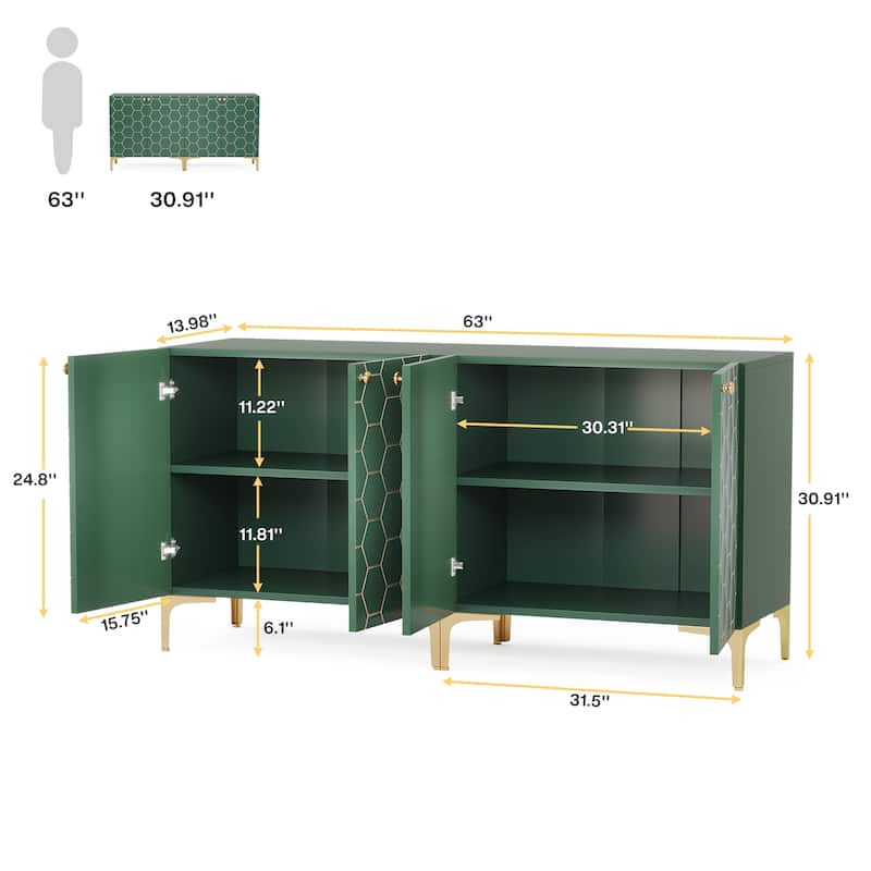 31.5'' Modern Accent Storage Cabinet for Living Room Kitchen (Set of 2 )