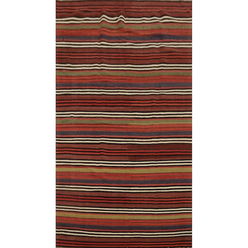 Hand Woven Oriental 100% Wool Carpet Southwestern Geometric Multi-Colored Kilim Area Rug - 9' 8'' X 5' 0''