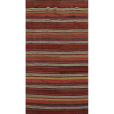 Hand Woven Oriental 100% Wool Carpet Southwestern Geometric Multi-Colored Kilim Area Rug - 9' 8'' X 5' 0''