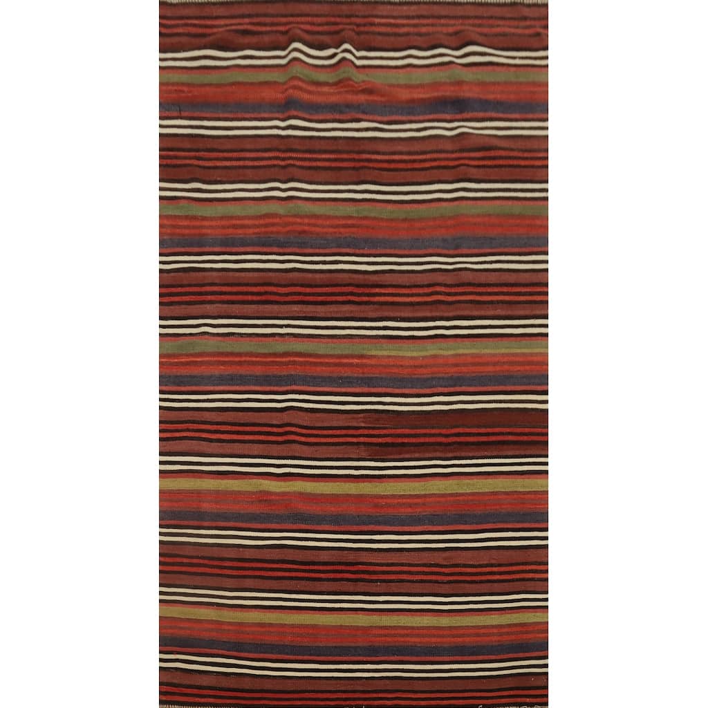 Hand Woven Oriental 100% Wool Carpet Southwestern Geometric Multi-Colored Kilim Area Rug - 9' 8'' X 5' 0''