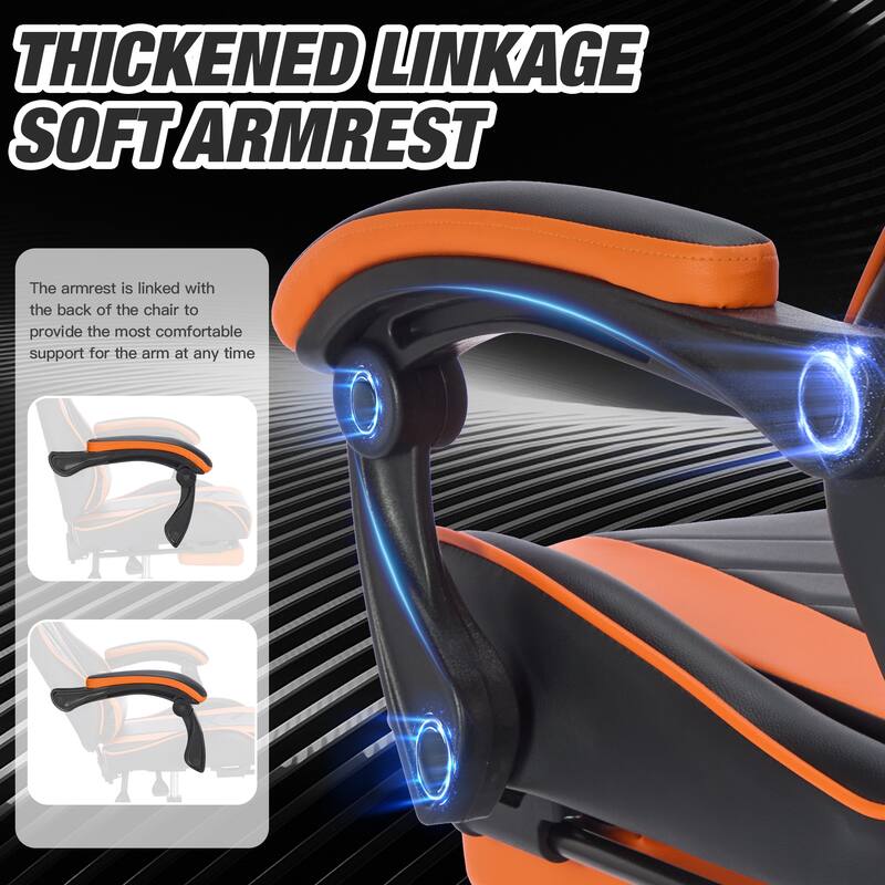 Gaming Chair with Footrest, Ergonomic Chair with Headrest and Lumbar Support, Breathable Material Height Adjustable