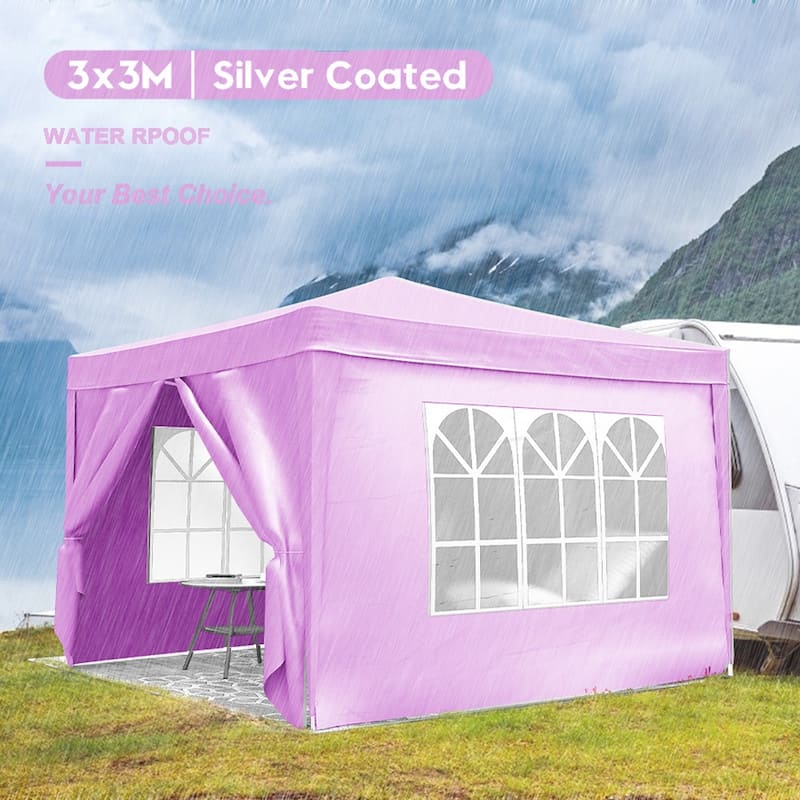 10'x10'Folding Canopy,4 Removable Sidewalls Shelter UPF 50,Gazebo Portable Tents,EZ Pop Up Canopy 4pcs Weight Bag,Carry Bag