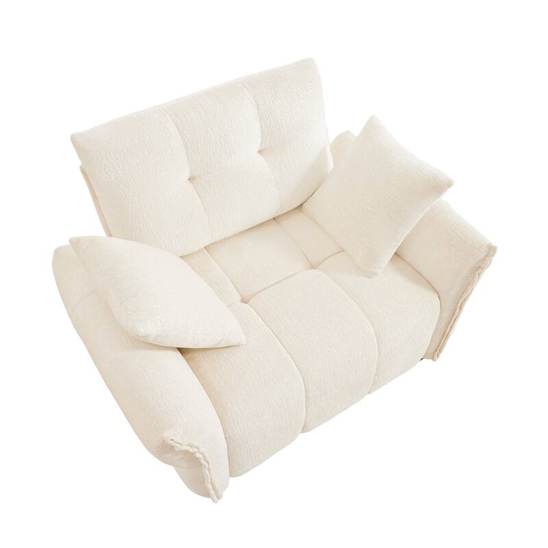 53.94″ Chenille 1-Seater Sofa with Support Cushions & Throw Pillows