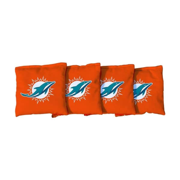 slide 2 of 3, Miami Dolphins NFL Football Orange Cornhole Bags All-Weather Resin Filled