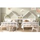preview thumbnail 4 of 28, Metal Double Twin Size Platform Bed with House-shaped Headboard and Built-in Nightstand, White