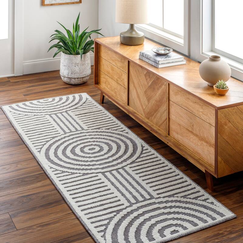 Livabliss Remi Mod Stripe Machine Washable Area Rug