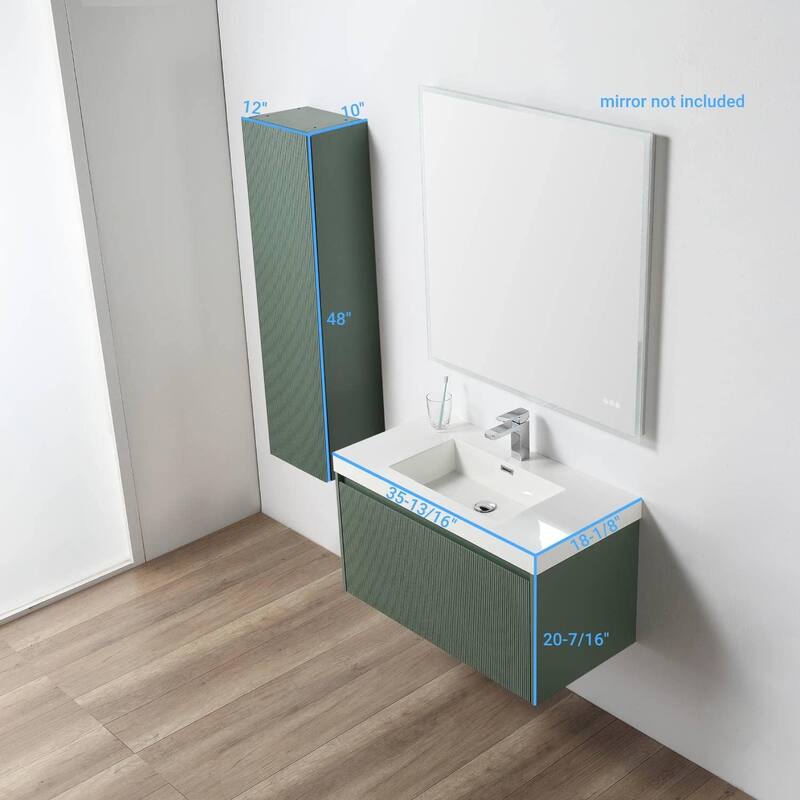 Blossom Positano 36" Floating Vanity with Sink & Side Cabinet