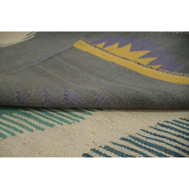 Hand Woven Oriental 100% Wool Carpet Southwestern Tribal Multi-Colored Kilim Area Rug - 9' 9'' X 6' 9''
