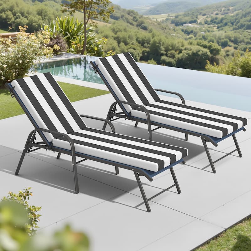 Pellebant Outdoor Adjustable Patio Chaise Lounge Chairs with Cushions