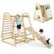 preview thumbnail 3 of 6, 6-in-1 Wooden Kids Jungle Gym Playset with Slide Climbing Net Perfect Gift for Kids - 45.5" x 42.5" x 50"