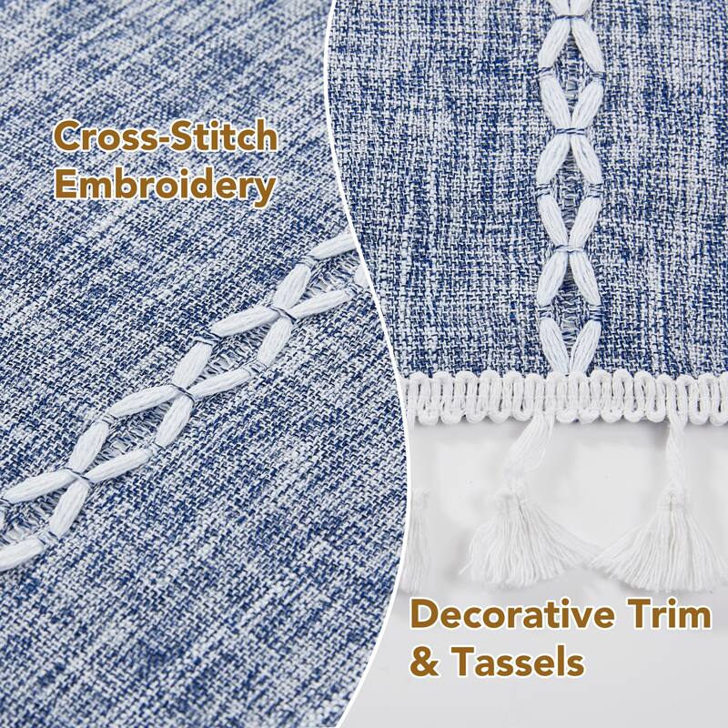 Deconovo Boho Sheer Curtain with Tassels & Embroidery 1 Panel