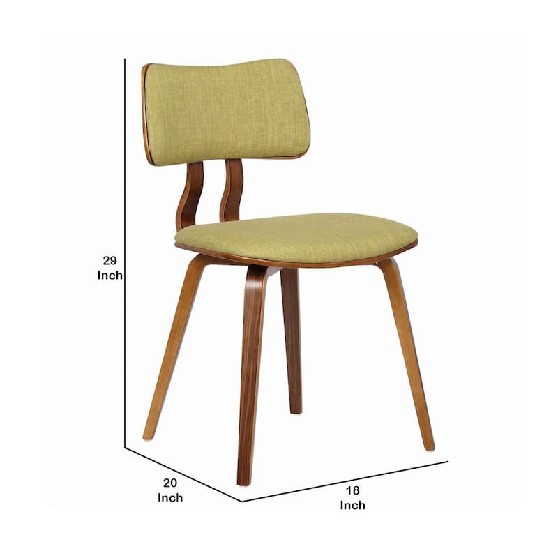 Fabric Upholstered Split Curved Back Wooden Dining Chair - N/A