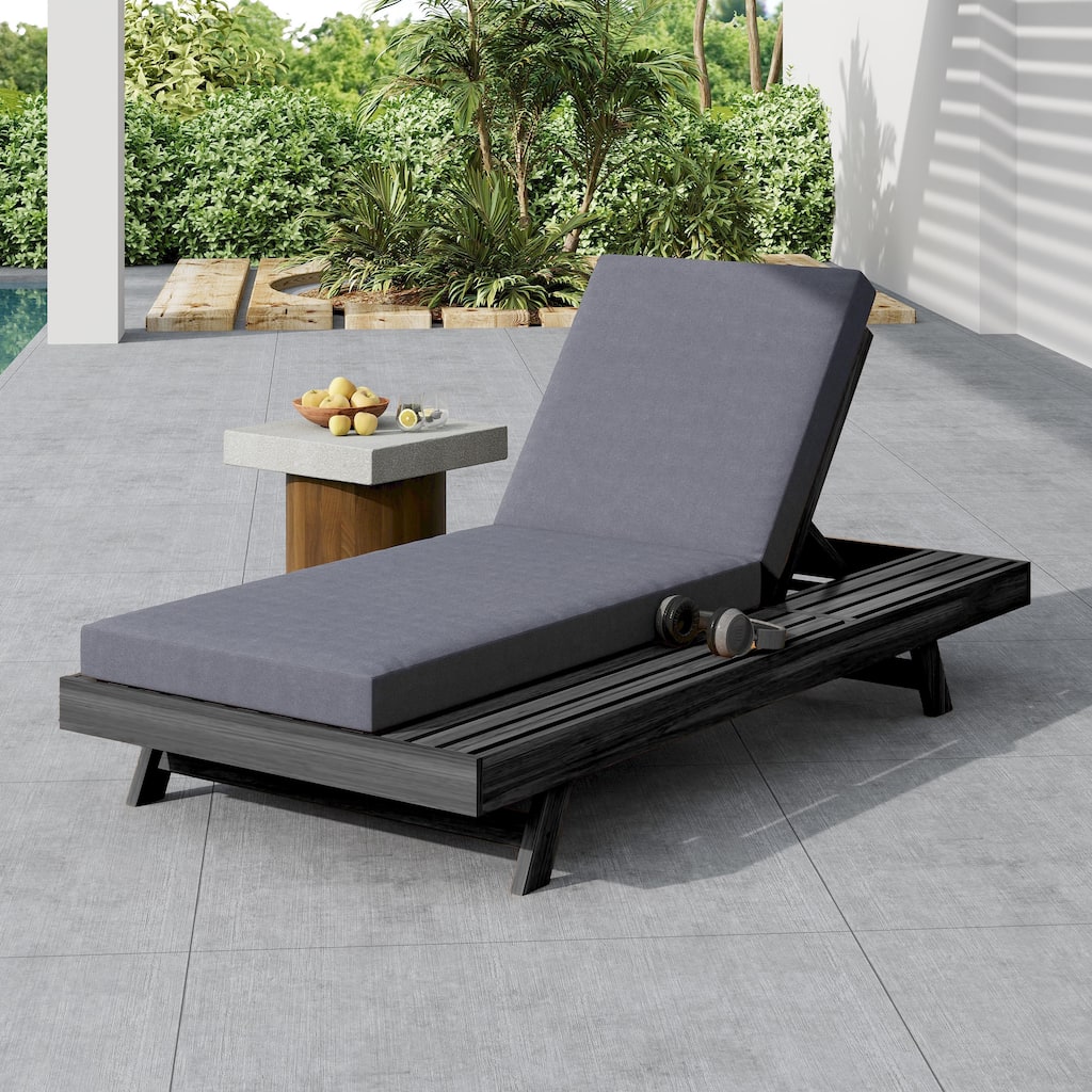 Christopher Knight Home - Arcola Modern Outdoor Acacia Wood 4-Position Adjustable Chaise Lounge with 4" Thick Cushion - 79"L
