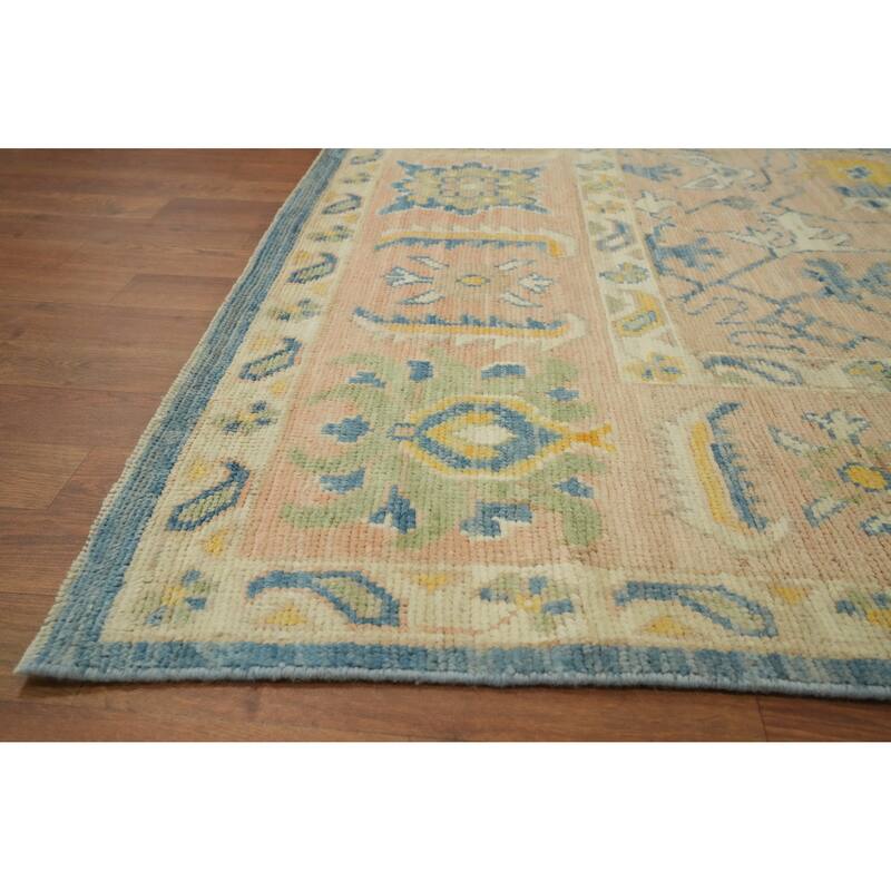 Vegetable Dye Wool Oushak Turkish Area Rug, Medallion Geometric Carpet - 13' 4'' X 9' 10''