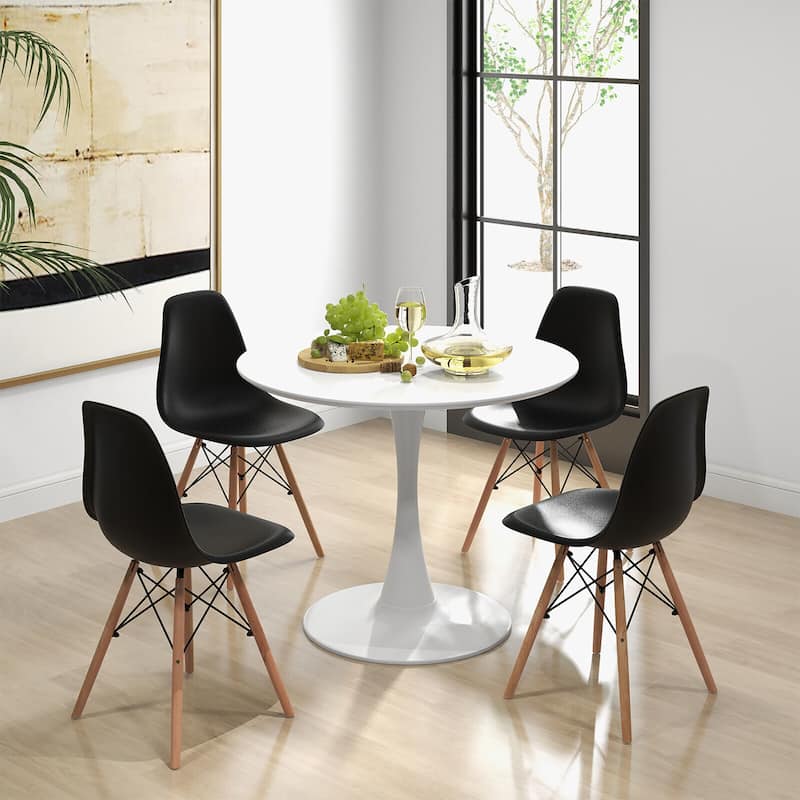 Gymax 5 PCS Dining Set Modern Round Dining Table 4 Chairs for Small