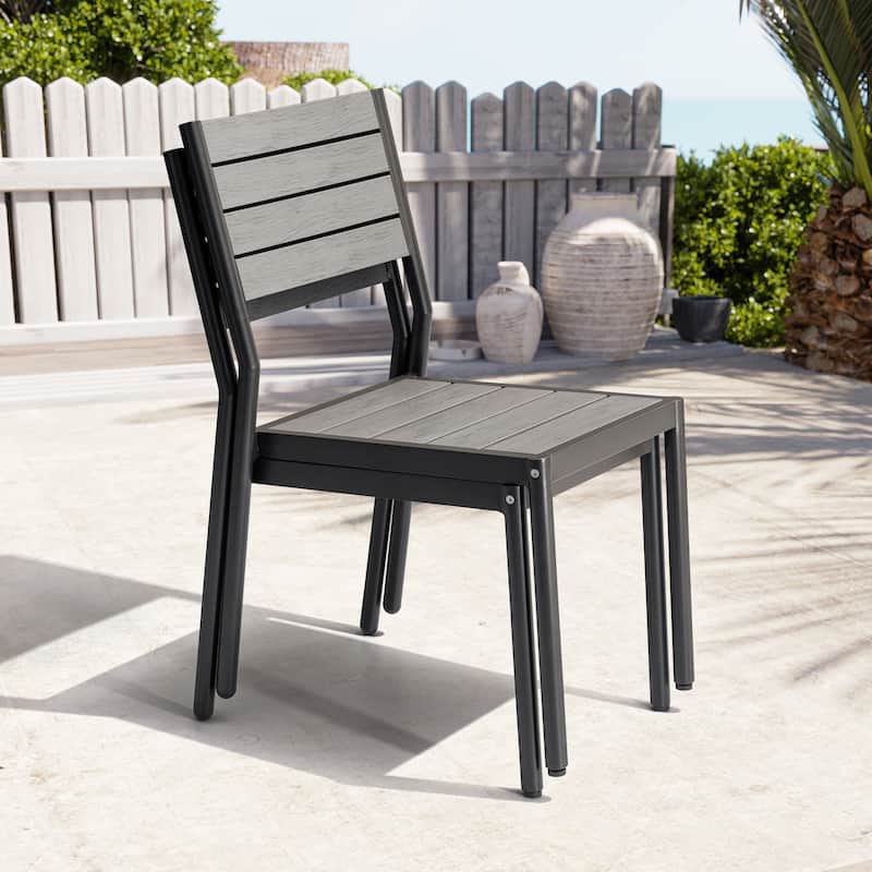 Outdoor Dining Chairs Modern Aluminum Stackable Armless Chairs for Patio