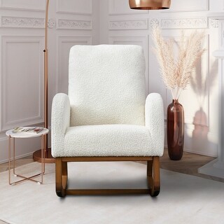 Buy Modern Fabric Upholstered Rocking Chair W/Wood Base - - Us
