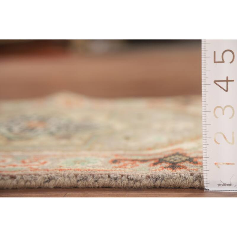 Hand Knotted Oriental 100% Wool Carpet Traditional Medallion Greys & Charcoal Heriz (serapi) Area Rug - 3' 0'' X 2' 0''