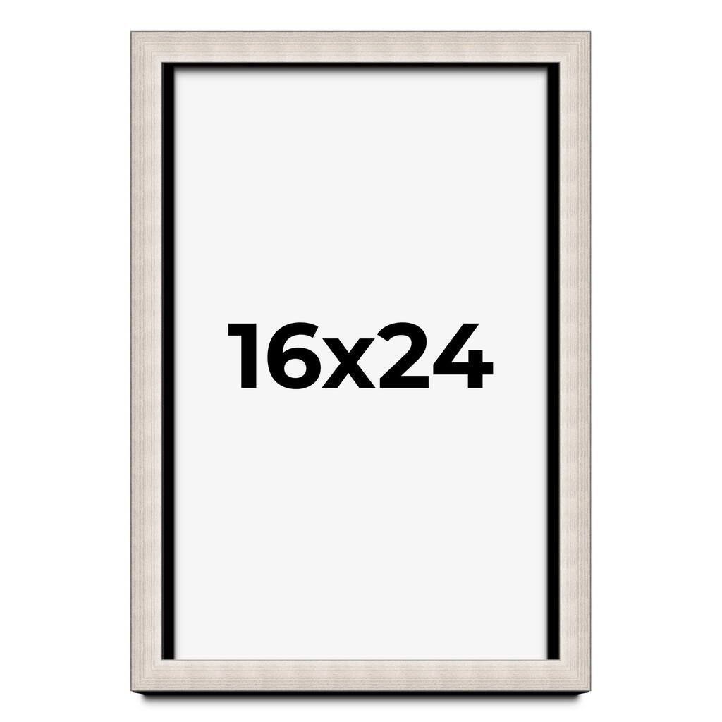 16x24 Shadow Box Frame Silver Real Wood Contemporary Shadowbox Display Frame UV Acrylic Front Acid Free Backing and Hardware
