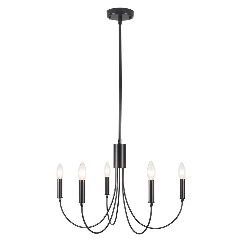 5-Light Rustic Candlestick Hanging Linear Chandelier Lighting Fixture for Kitchen Island