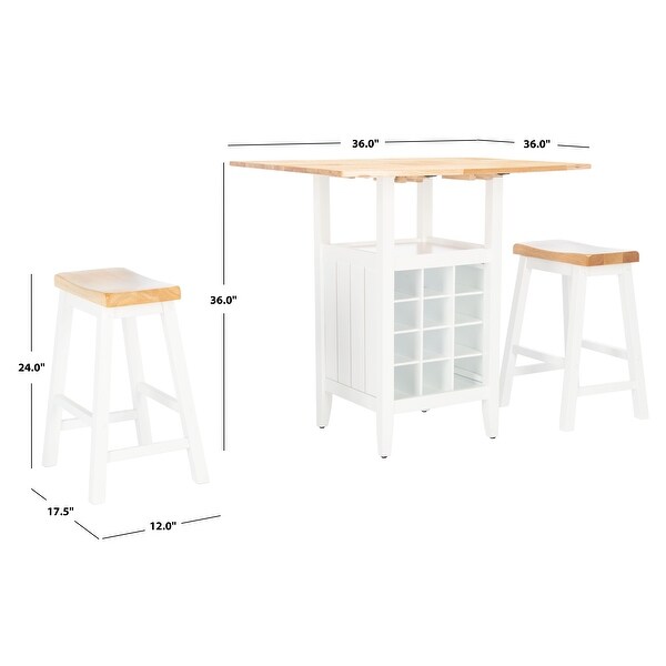 SAFAVIEH Emeric 3-Piece Set Drop Leaf Pub Table - 36" W x 36" L x 36" H