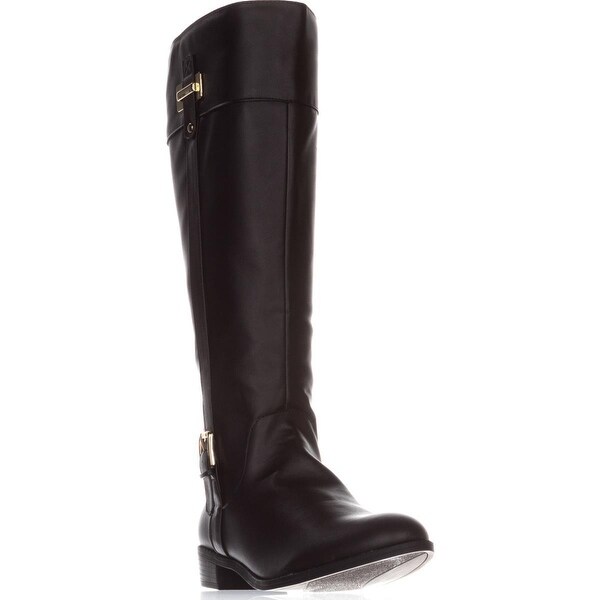 Shop KS35 Deliee Wide-Calf Riding Boots, Dark Brown - On Sale - Free ...