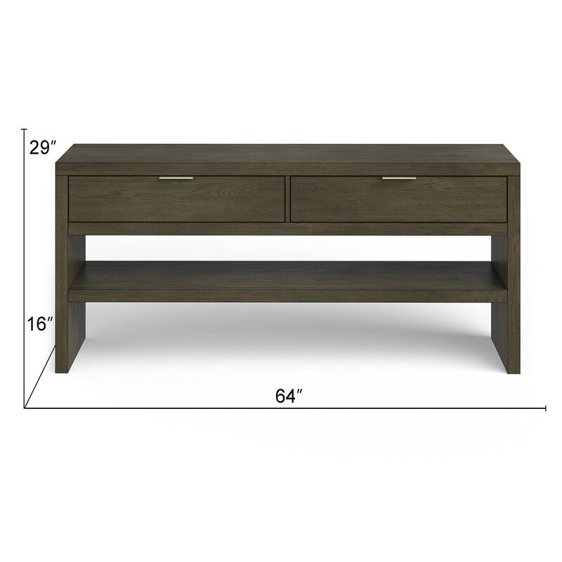 Magnussen Home Merrick Homestead Brown and Clear Glass Rectangular Sofa Table - 64''W x 16''D x 29''H