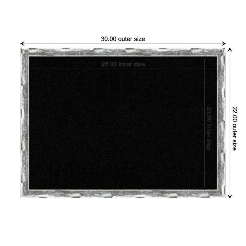 Scratched Wave Chrome Framed Black Corkboard Bulletin Board - Board Size 28x20