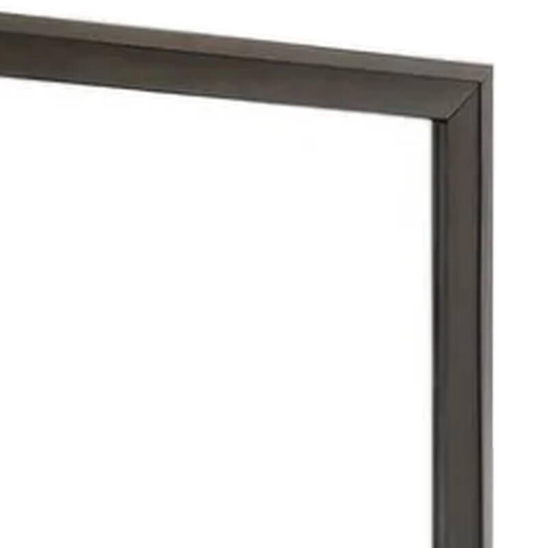 Fema Dresser Mirror, 35 Inch Bevel Edge Frame, Brown Wood