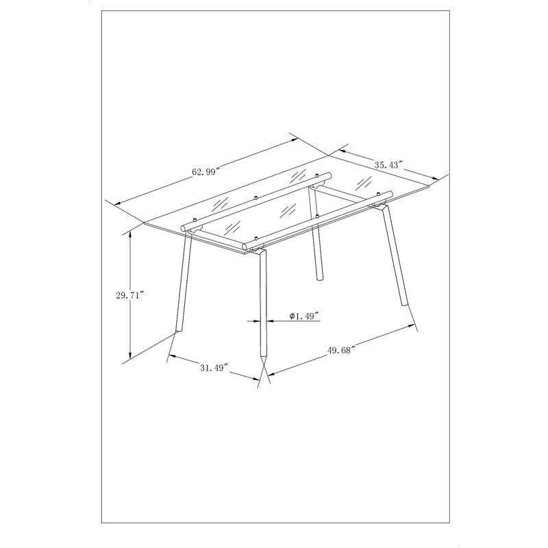 Somette Constance Dining Table with Clear Glass Finish