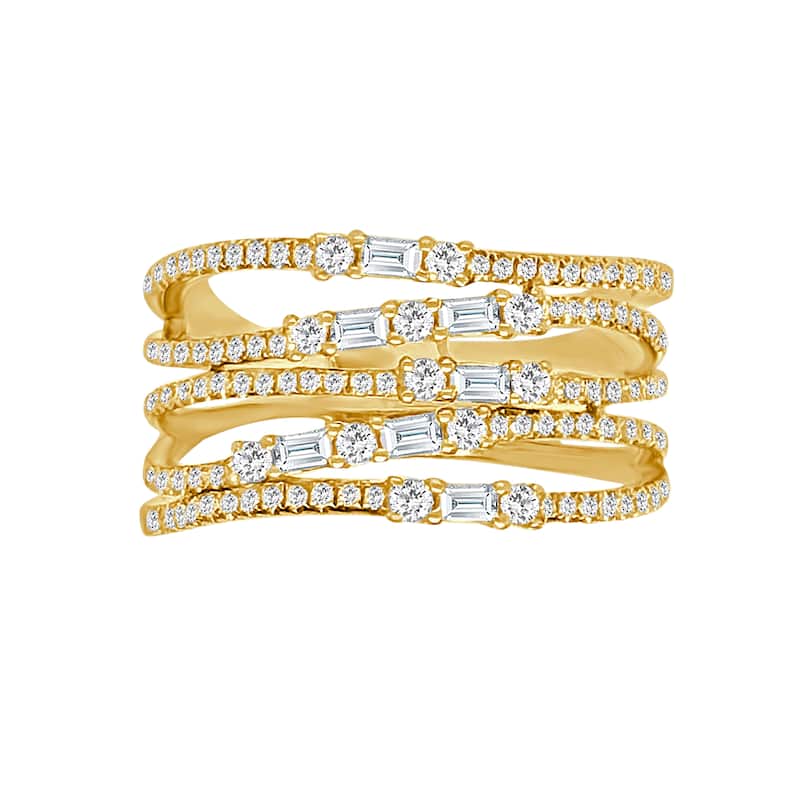 Auriya 14k Gold Lab Grown Round and Baguette Diamond Five-Row Band 0.18 ct. tw. (F-G, VS)