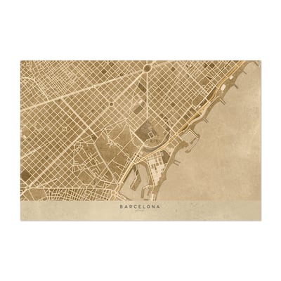 Barcelona Catalonia Spain Map of Barcelona in Sepia Art Print/Poster ...
