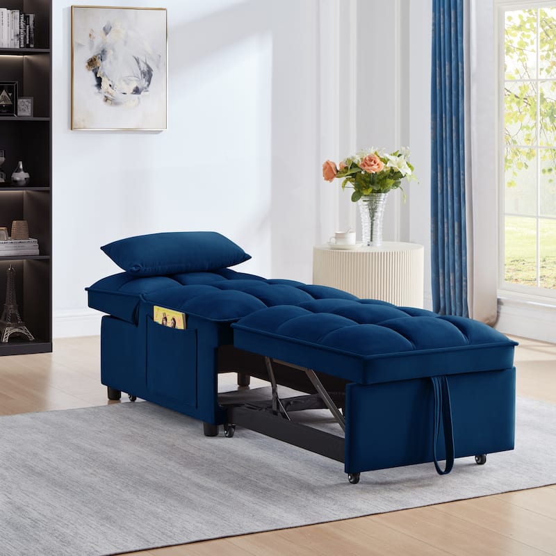 Convertible Recliners with Adjustable Backrest, Pillows and Pockets