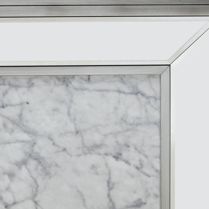 SEI Furniture Tranton Contemporary Color Changing Electric Fireplace with a Mirrored and Faux Marble Mantel