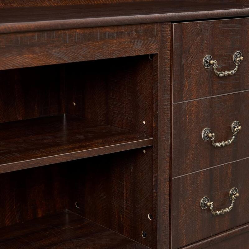 Roomfitters Traditional TV Media Stand, Farmhouse Rustic Entertainment Console, Up to 65" TV, Open and Closed Storage Space